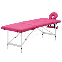 vidaXL Massageliege Klappbar 4-Zonen mit Aluminiumgestell Rosa