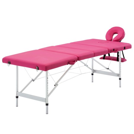vidaXL Massageliege Klappbar 4-Zonen mit Aluminiumgestell Rosa