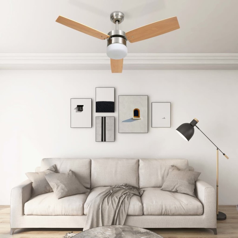 vidaXL Deckenventilator mit Licht und Fernbedienung 108 cm Hellbraun vidaXL Deckenventilator mit Licht und Fernbedienung 108 cm Hellbraun
