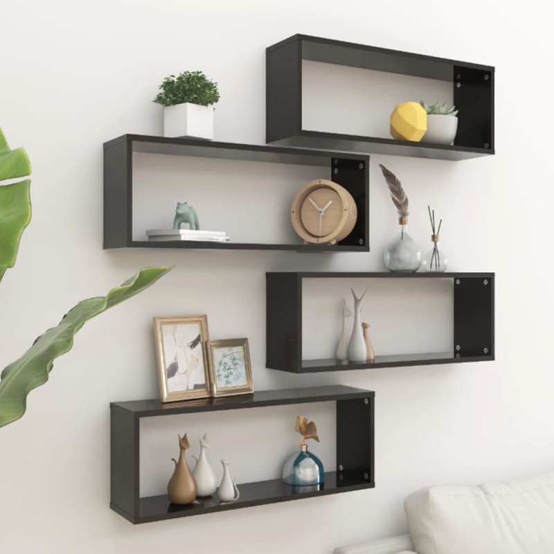 vidaXL Würfelregale 4 Stk. Schwarz 60x15x23 cm Holzwerkstoff vidaXL Würfelregale 4 Stk. Schwarz 60x15x23 cm Holzwerkstoff