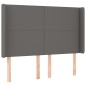 vidaXL LED Kopfteil Grau 147x16x118/128 cm Kunstleder