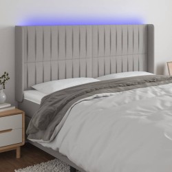 vidaXL LED Kopfteil Hellgrau 203x16x118/128 cm Stoff
