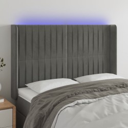 vidaXL LED Kopfteil Hellgrau 147x16x118/128 cm Samt