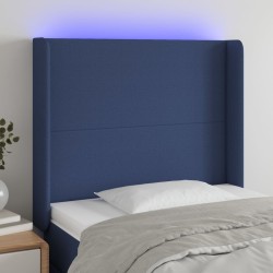 vidaXL LED Kopfteil Blau 103x16x118/128 cm Stoff