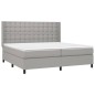vidaXL Boxspringbett mit Matratze Hellgrau 200x200 cm Stoff vidaXL Boxspringbett mit Matratze Hellgrau 200x200 cm Stoff