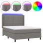 vidaXL Boxspringbett mit Matratze & LED Dunkelgrau 140x190 cm Stoff vidaXL Boxspringbett mit Matratze & LED Dunkelgrau 140x190 cm Stoff