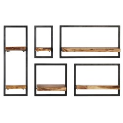 vidaXL Wandregal-Set 5-tlg. Akazienholz Massiv und Stahl