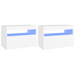 vidaXL TV-Schränke mit LED-Leuchten 2 Stk. Weiß 60x35x40cm