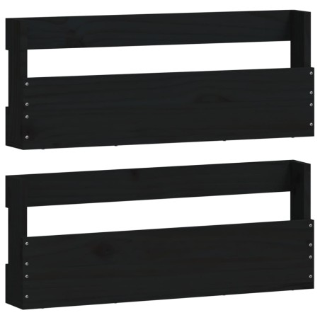 vidaXL Wand-Schuhregale 2 Stk. Schwarz 59x9x23 cm Massivholz Kiefer