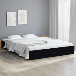 vidaXL Massivholzbett Schwarz 160x200 cm