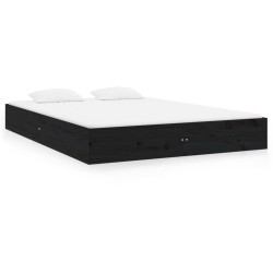 vidaXL Massivholzbett Schwarz 160x200 cm