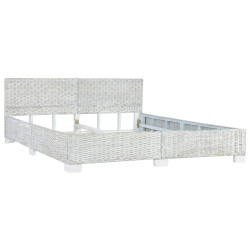vidaXL Bett Grau Natur Rattan 180x200 cm