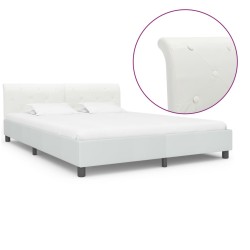 vidaXL Bettgestell Weiß Kunstleder 160 x 200 cm