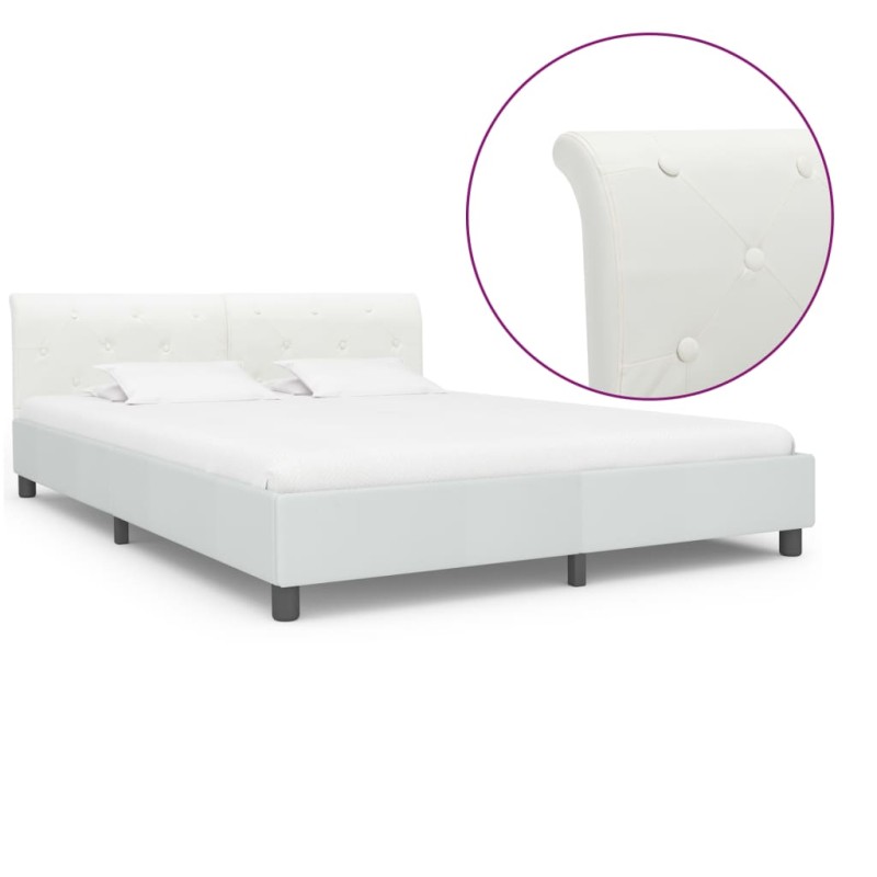 vidaXL Bettgestell Weiß Kunstleder 160 x 200 cm vidaXL Bettgestell Weiß Kunstleder 160 x 200 cm