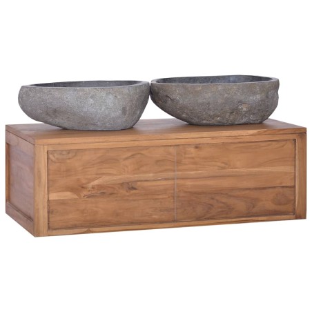 vidaXL Wand-Badschrank 90x45x30 cm Teak Massivholz 