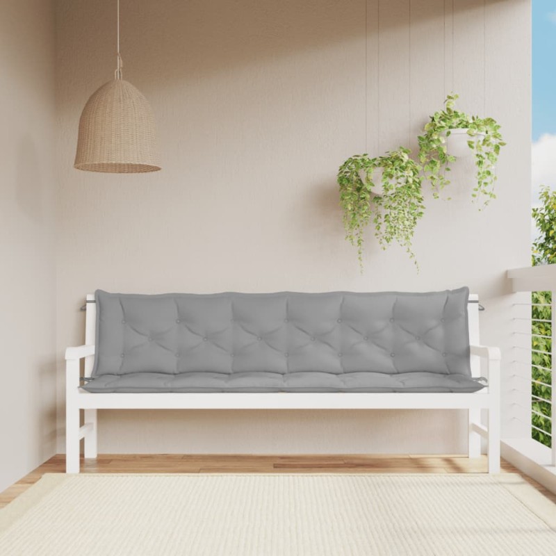 Gartenbank-Auflagen 2 Stk. Grau 200x50x7 cm Oxford-Gewebe Gartenbank-Auflagen 2 Stk. Grau 200x50x7 cm Oxford-Gewebe