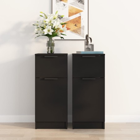 Sideboards 2 Stk. Schwarz 30x30x70 cm Holzwerkstoff