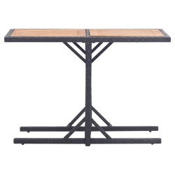 vidaXL Gartentisch Schwarz Massivholz Akazie und Poly Rattan