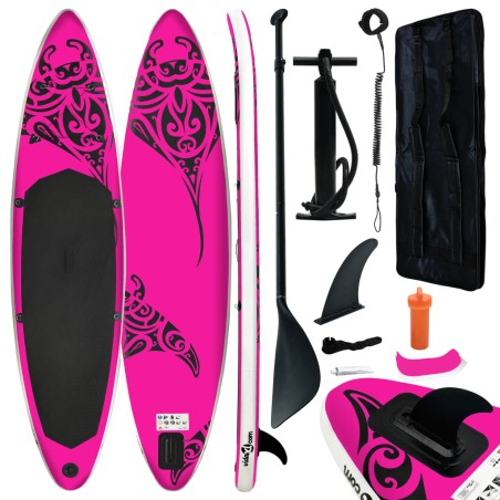 vidaXL Aufblasbares Stand Up Paddle Board Set 366x76x15 cm Rosa
