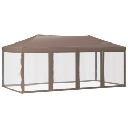 vidaXL Partyzelt Faltbar mit Seitenwänden Taupe 3x6 m