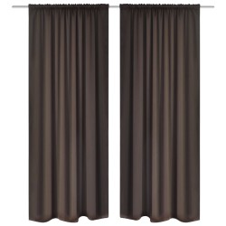 2 Stk. Braun Verdunkelungs-Vorhänge mit Schlitzkopf 135 x 245 cm