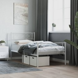 vidaXL Bettgestell mit Kopf- und Fußteil Metall Weiß 100x200 cm