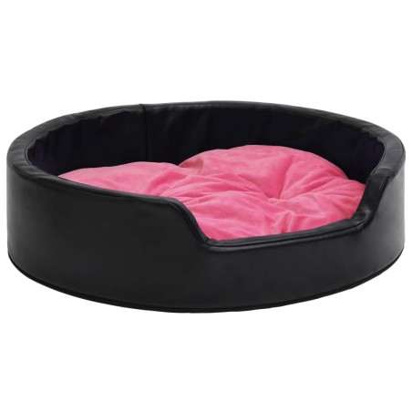 vidaXL Hundebett Schwarz-Pink 69x59x19 cm Plüsch und Kunstleder
