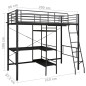 vidaXL Etagenbett mit Tischrahmen Schwarz Metall 90x200 cm vidaXL Etagenbett mit Tischrahmen Schwarz Metall 90x200 cm