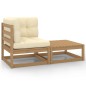2-tlg. Garten-Lounge-Set Kissen Honigbraun Massivholz Kiefer 2-tlg. Garten-Lounge-Set Kissen Honigbraun Massivholz Kiefer