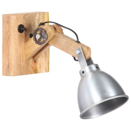 vidaXL Wandlampe E27 Silbern Mango Massivholz und Eisen   