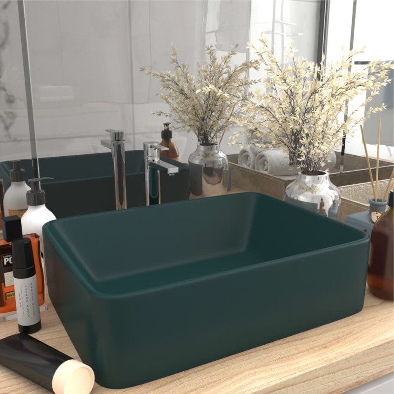 vidaXL Luxus-Waschbecken Matt Dunkelgrün 41x30x12 cm Keramik vidaXL Luxus-Waschbecken Matt Dunkelgrün 41x30x12 cm Keramik