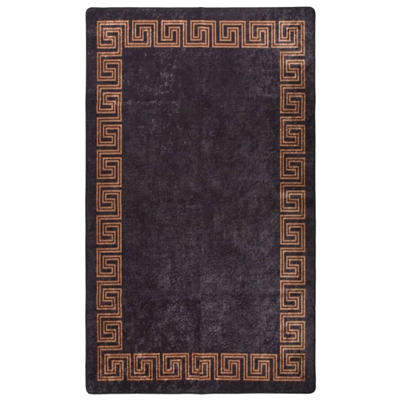 vidaXL Teppich Waschbar 120x180 cm Schwarz und Golden Rutschfest vidaXL Teppich Waschbar 120x180 cm Schwarz und Golden Rutschfest