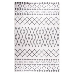 vidaXL Teppich Waschbar 80x150 cm Schwarz und Weiß Rutschfest