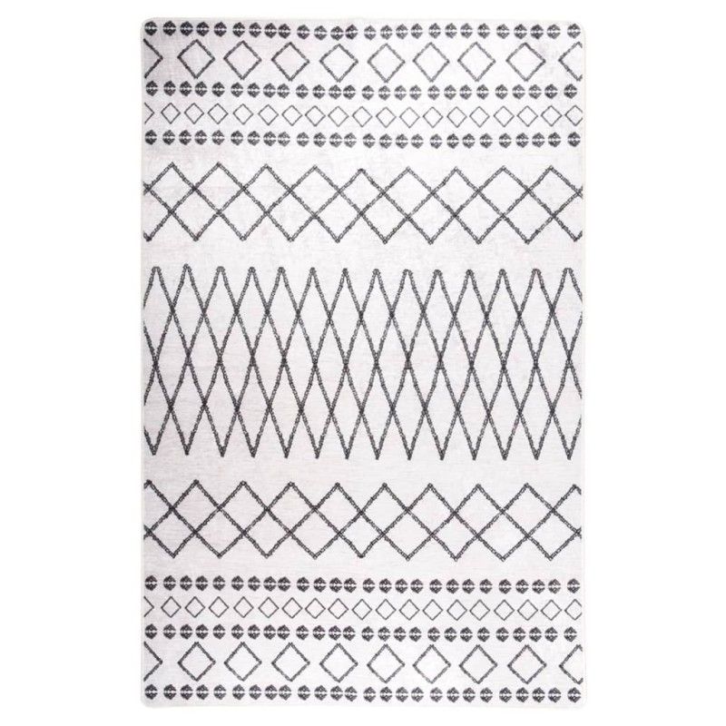 vidaXL Teppich Waschbar 80x150 cm Schwarz und Weiß Rutschfest vidaXL Teppich Waschbar 80x150 cm Schwarz und Weiß Rutschfest