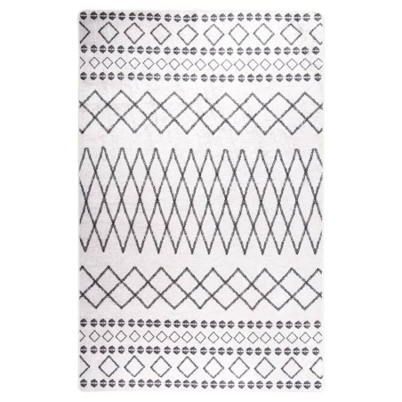 vidaXL Teppich Waschbar 80x150 cm Schwarz und Weiß Rutschfest
