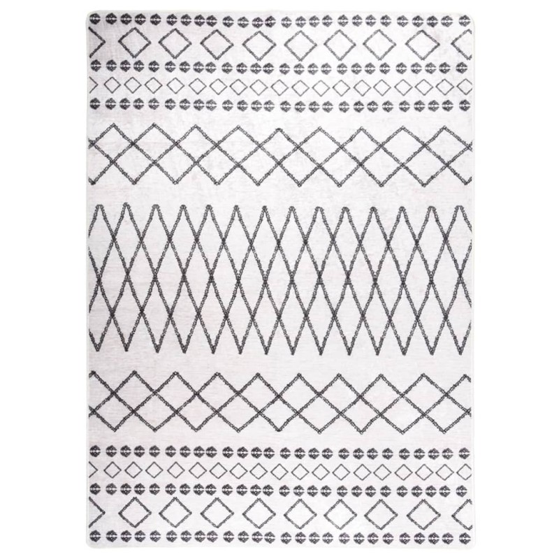 vidaXL Teppich Waschbar Schwarz und Weiß 120x180 cm Rutschfest vidaXL Teppich Waschbar Schwarz und Weiß 120x180 cm Rutschfest