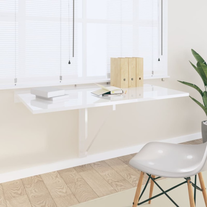 vidaXL Wand-Klapptisch Hochglanz-Weiß 100x60x56 cm Holzwerkstoff vidaXL Wand-Klapptisch Hochglanz-Weiß 100x60x56 cm Holzwerkstoff