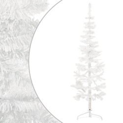 vidaXL Künstlicher Halb-Weihnachtsbaum mit Ständer Schlank Weiß 150 cm