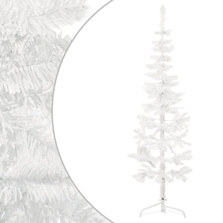 vidaXL Künstlicher Halb-Weihnachtsbaum mit Ständer Schlank Weiß 150 cm