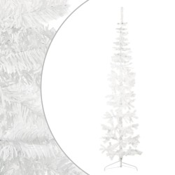 vidaXL Künstlicher Halb-Weihnachtsbaum mit Ständer Schlank Weiß 210 cm