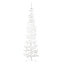vidaXL Künstlicher Halb-Weihnachtsbaum mit Ständer Schlank Weiß 210 cm