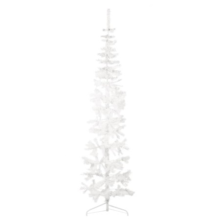 vidaXL Künstlicher Halb-Weihnachtsbaum mit Ständer Schlank Weiß 210 cm