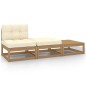 3-tlg. Garten-Lounge-Set Kissen Honigbraun Massivholz Kiefer 3-tlg. Garten-Lounge-Set Kissen Honigbraun Massivholz Kiefer