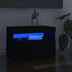 vidaXL TV-Schränke LED-Leuchten 2 Stk. Schwarz 60x35x40cm