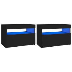 vidaXL TV-Schränke LED-Leuchten 2 Stk. Schwarz 60x35x40cm
