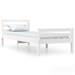 vidaXL Massivholzbett Weiß 100x200 cm