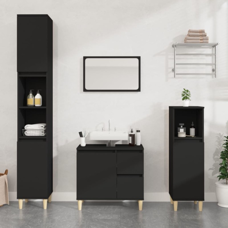 vidaXL Badschrank Schwarz 65x33x60 cm Holzwerkstoff vidaXL Badschrank Schwarz 65x33x60 cm Holzwerkstoff