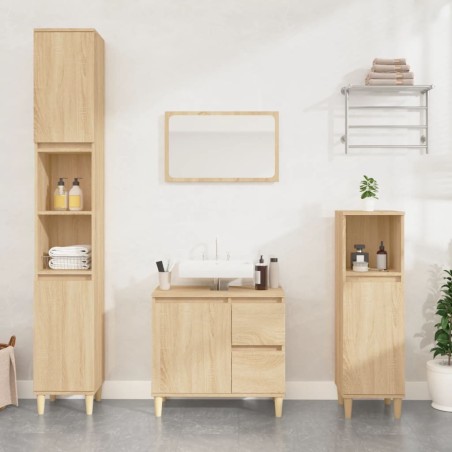 vidaXL Badschrank Sonoma-Eiche 65x33x60 cm Holzwerkstoff