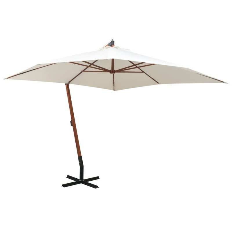 vidaXL Ampelschirm 300x300 cm Holzmast Weiß vidaXL Ampelschirm 300x300 cm Holzmast Weiß