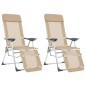 vidaXL Faltbare Campingstühle 2 Stück mit Fußstütze Creme Aluminium vidaXL Faltbare Campingstühle 2 Stück mit Fußstütze Creme Aluminium